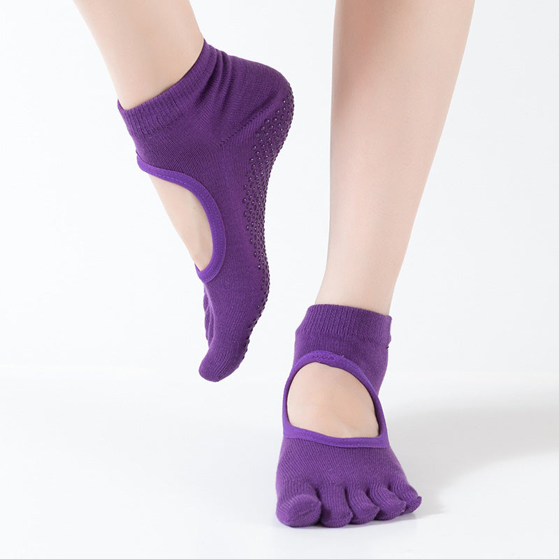 Open Back Open Toe Yoga Socks Non-Slip Breathable Sports Yoga Socks